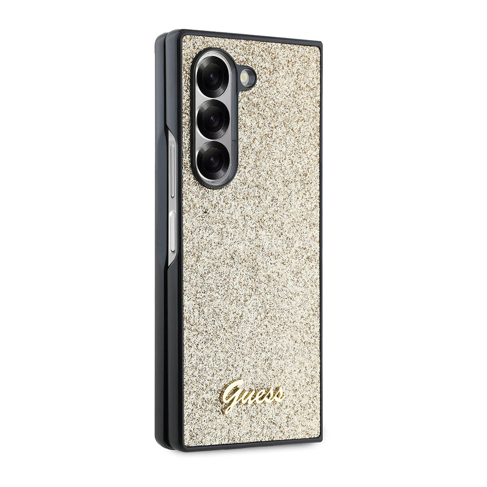 Hülle für Samsung Galaxy Z Fold6 F956, Guess, Glitter Script, Gold
