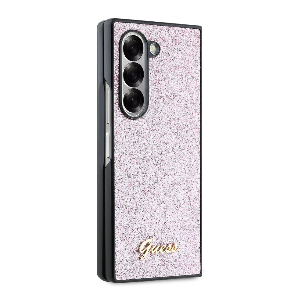 Hülle für Samsung Galaxy Z Fold6 F956, Guess, Glitter Script, Rosa