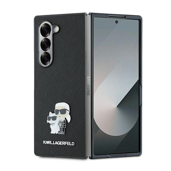 Hülle für Samsung Galaxy Z Fold6 F956, Karl Lagerfeld, Saffiano Karl & Choupette Metal, Schwarz