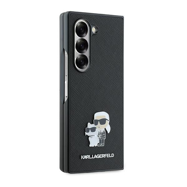 Hülle für Samsung Galaxy Z Fold6 F956, Karl Lagerfeld, Saffiano Karl & Choupette Metal, Schwarz