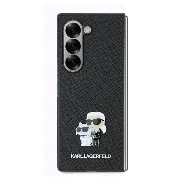 Hülle für Samsung Galaxy Z Fold6 F956, Karl Lagerfeld, Saffiano Karl & Choupette Metal, Schwarz