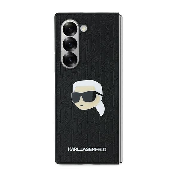 Hülle für Samsung Galaxy Z Fold6 F956, Karl Lagerfeld, Saffiano Monogram Karl's Head Metal, Schwarz