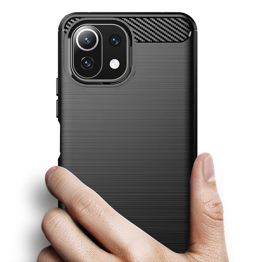 Hülle für Xiaomi 11 Lite 5G NE / Mi 11 Lite 5G / 11 Lite, Techsuit, Carbon, Schwarz