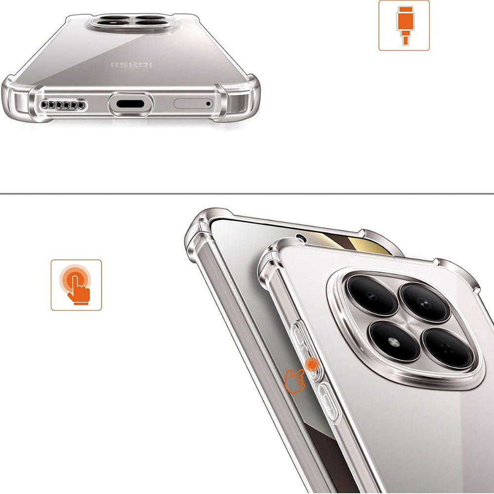 Hülle für Xiaomi Redmi Note 15 Pro 5G, Techsuit, Shockproof Clear, Transparent