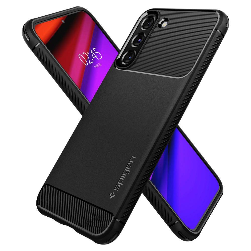 Spigen Rugged Armor Hülle für Samsung Galaxy S22 5G | Schwarz | MIL-STD