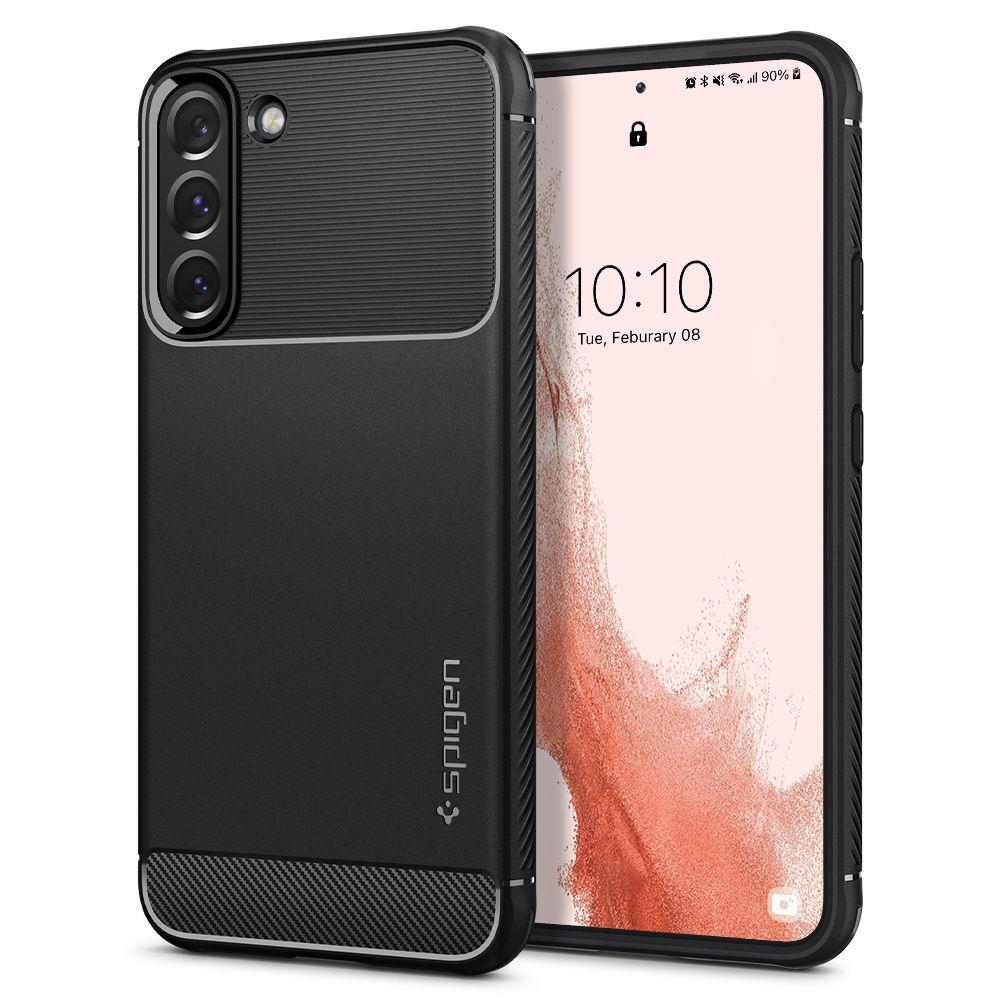 Spigen Rugged Armor Hülle für Samsung Galaxy S22 5G | Schwarz | MIL-STD