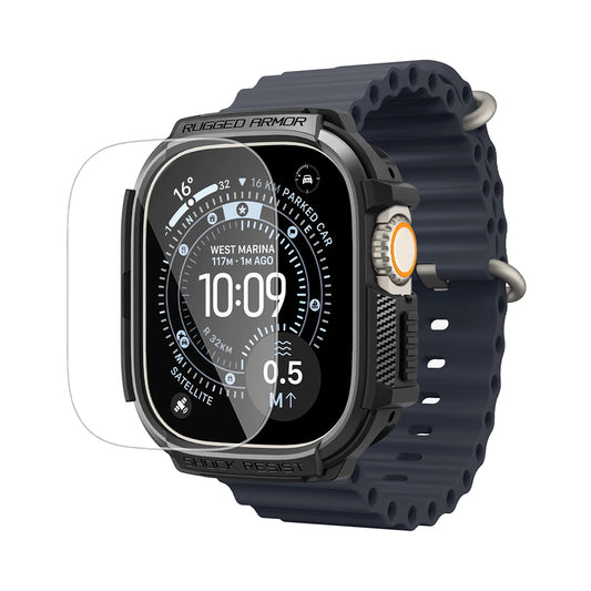 Spigen Rugged Armor Hülle mit Displayschutz für Apple Watch Ultra Series, Schwarz ACS11414