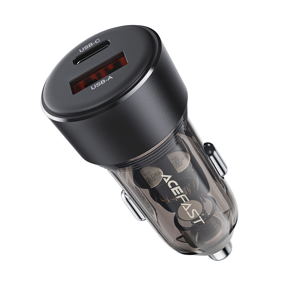 Auto-Ladegerät Acefast B12, 60W, 3A, 1 x USB-A - 1 x USB-C, Schwarz