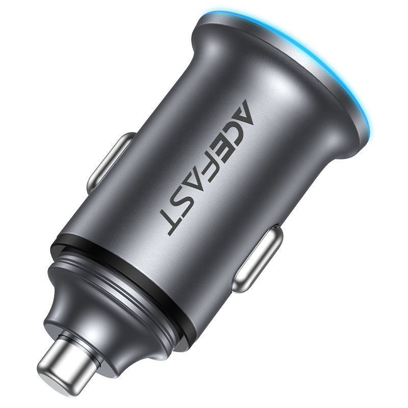 Acefast B15 Car Charger, 65W, 3.25A, 1 X USB-A - 1 x USB-C, Gray