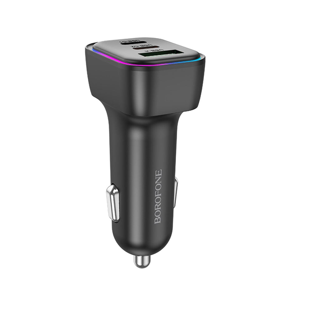 Auto-Ladegerät Borofone BZ28C Trophie, 60W, 3A, 1 x USB-A, 2 x USB-C, Schwarz