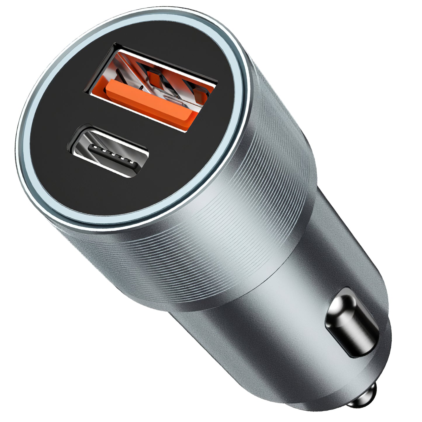 Autoladegerät BWOO BO-CC73, 38W, 3A, 1 x USB-A - 1 x USB-C, Silber