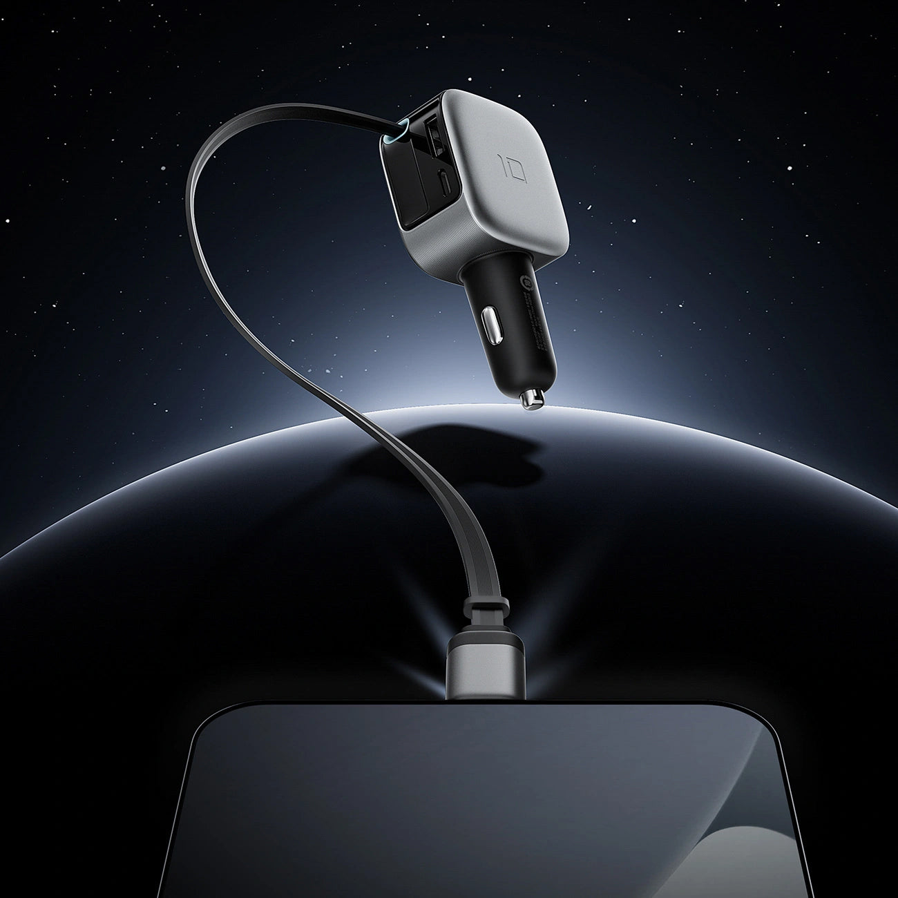 Car Charger With USB-C Cable Cuktech CC903P Display, 100W, 5A, 1 x USB-A - 1 x USB-C, Gray