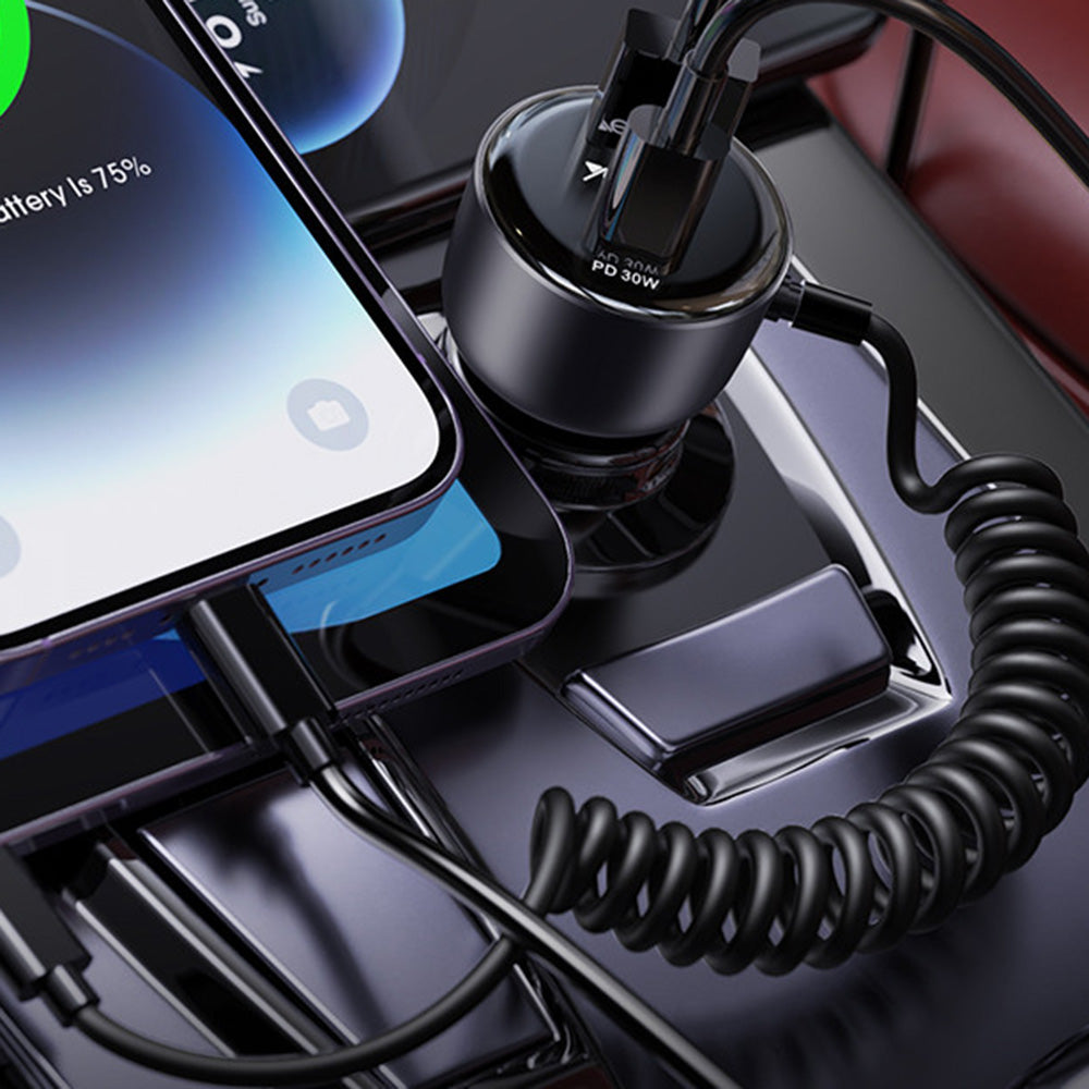 Autoladegerät mit Lightning-Kabel Yesido Y57, 50W, 3A, 1 x USB-A - 1 x USB-C, Schwarz