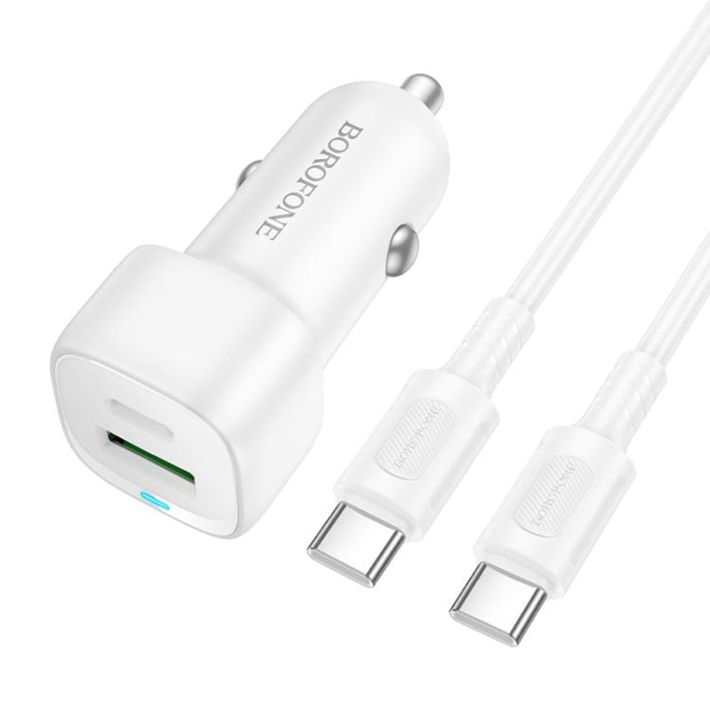Auto-Ladegerät mit USB-C Kabel Borofone BZ34B Cloud, 20W, 3A, 1 x USB-A - 1 x USB-C, Weiß