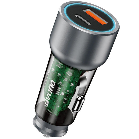 Autoladegerät Dudao R4T, 30W, 3A, 1 x USB-A - 1 x USB-C, Grau
