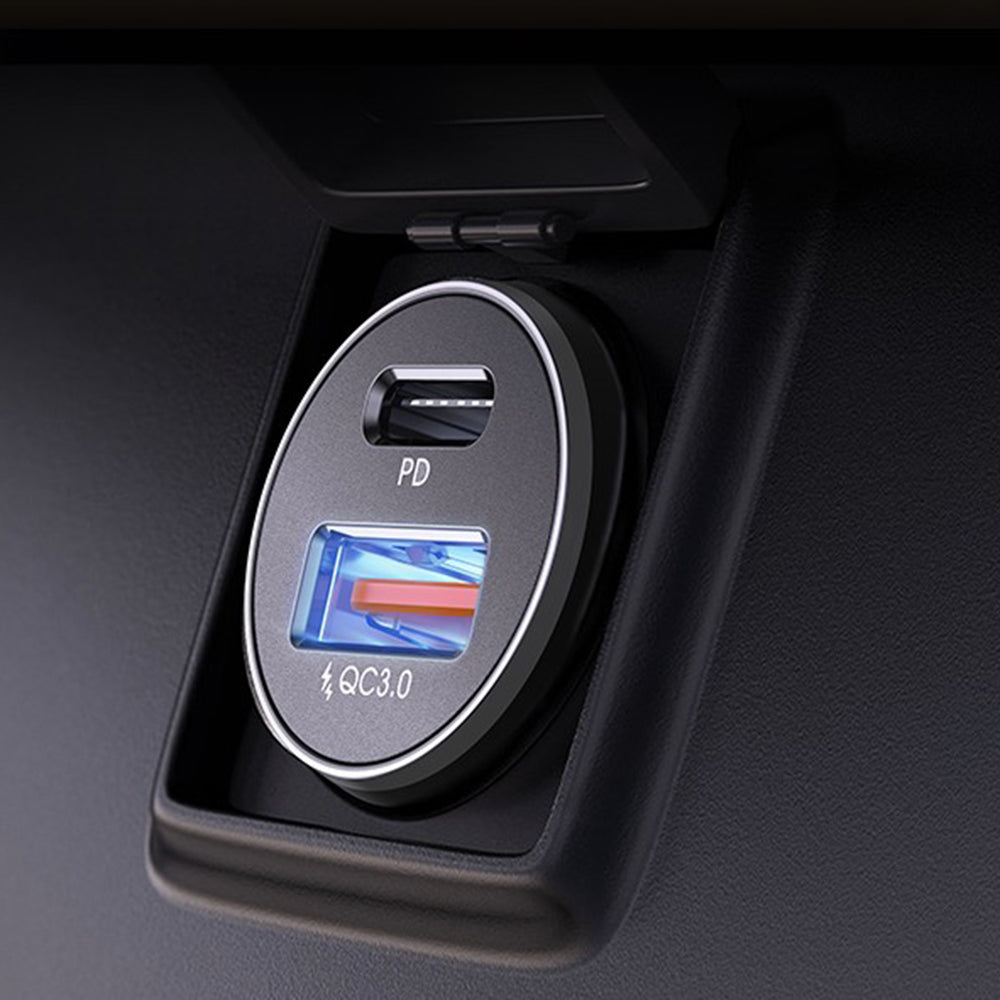 Auto-Ladegerät Lisen, 36W, 3A, 1 x USB-A - 1 x USB-C, Set 2 Stück, Schwarz YL0223080038