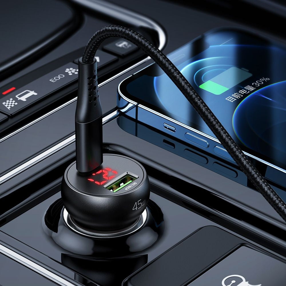 Auto-Ladegerät McDodo CC-7030 Display, 45W, 5A, 1 x USB-A - 1 x USB-C, Schwarz