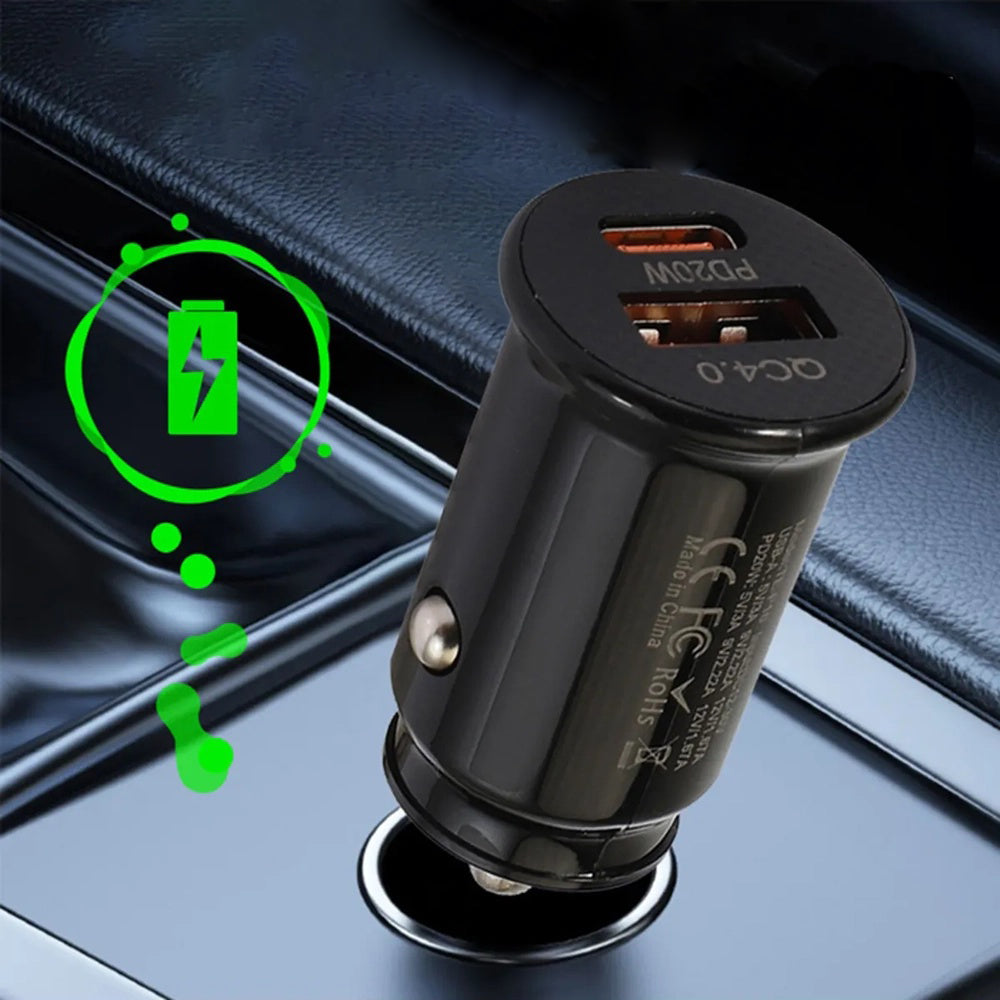 Auto-Ladegerät Techsuit C4 MiniFuseX, 20W, 3A, 1 x USB-A - 1 x USB-C, Schwarz