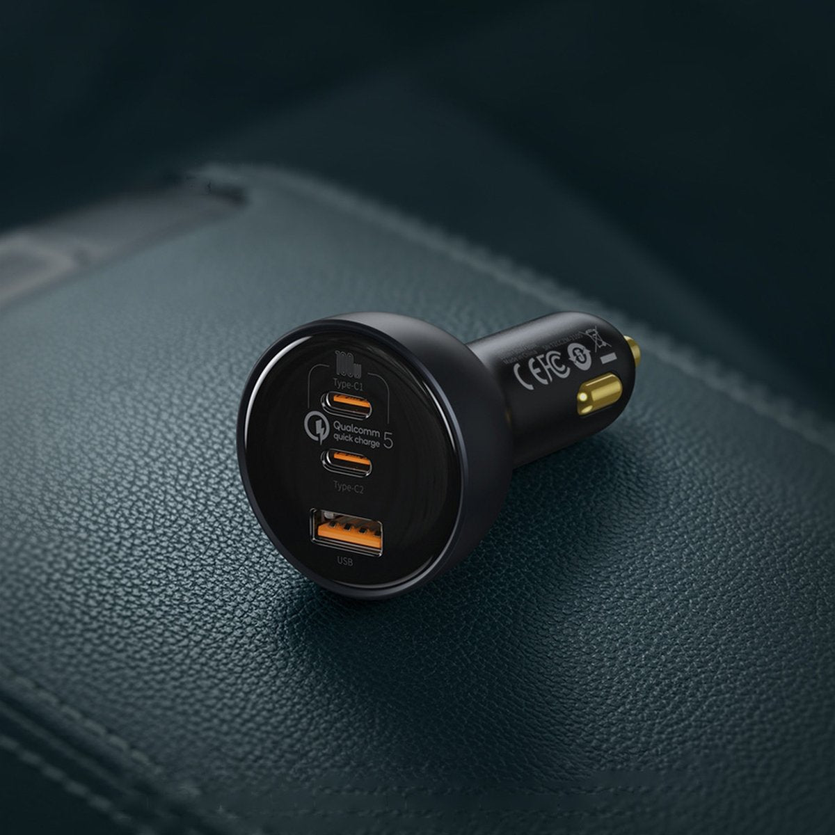 Autoladegerät mit USB-C Kabel Baseus Qualcomm, 160W, 3A, 1 x USB-A - 2 x USB-C, Grau TZCCZZM-0G
