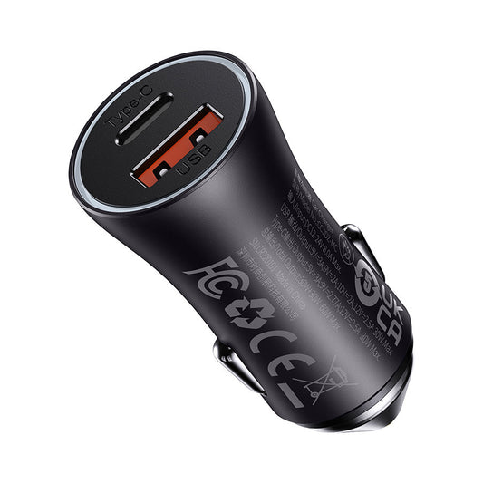 Autoladegerät Baseus Golden Golden Contactor Max, 60W, 3A, 1 x USB-A - 1 x USB-C, Grau CGJM000113 CGJM000113