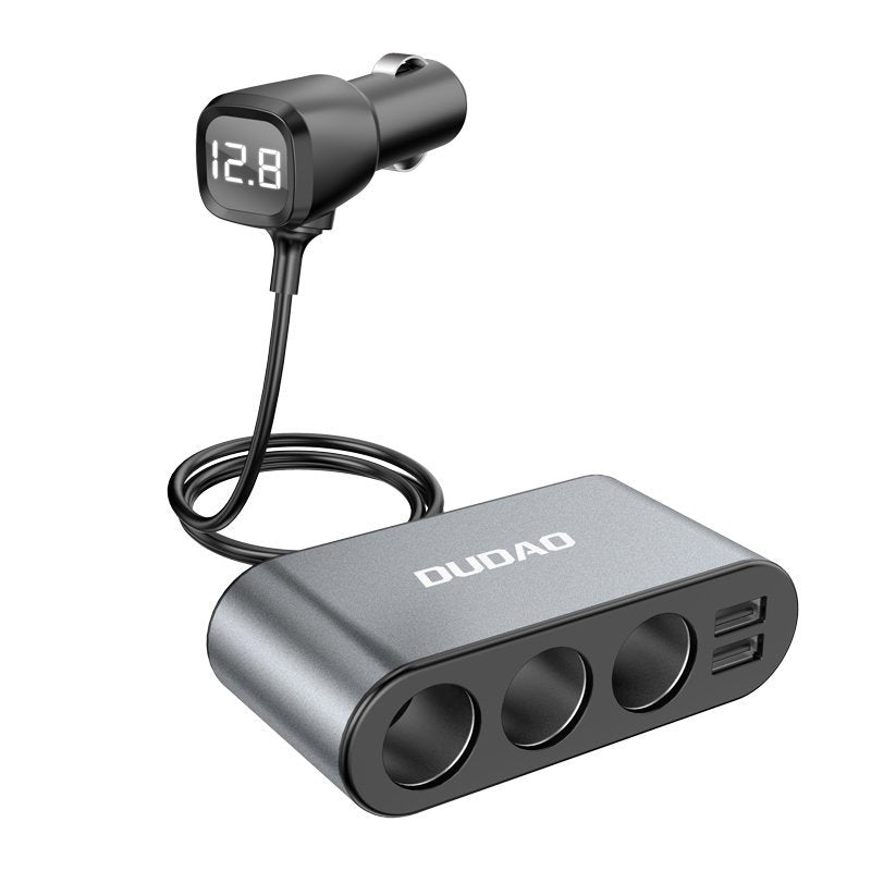 Dudao R1 Pro KFZ-Adapter Zigarettenanzünder | 3 Ausgänge & 2x USB-A | Display