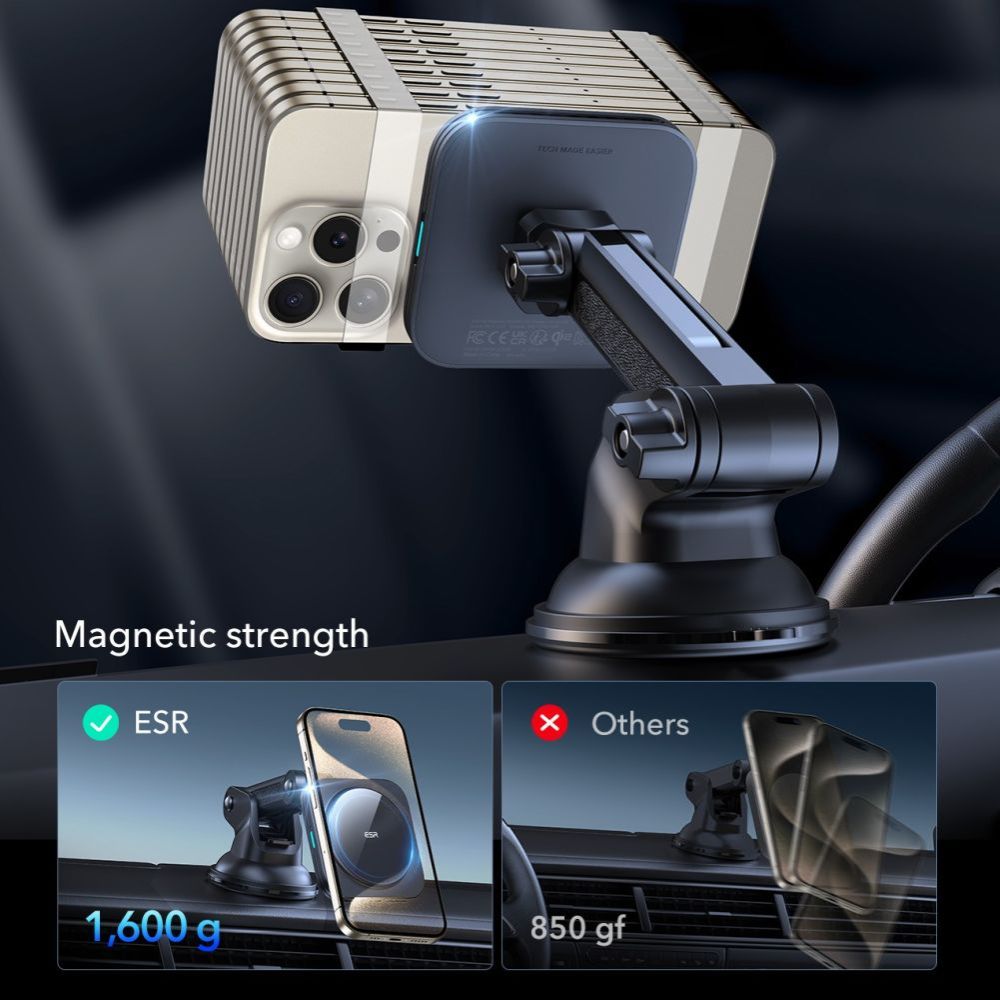 Kfz-Wireless-Ladegerät ESR Halolock Dash, 15W, 1.67A, Schwarz