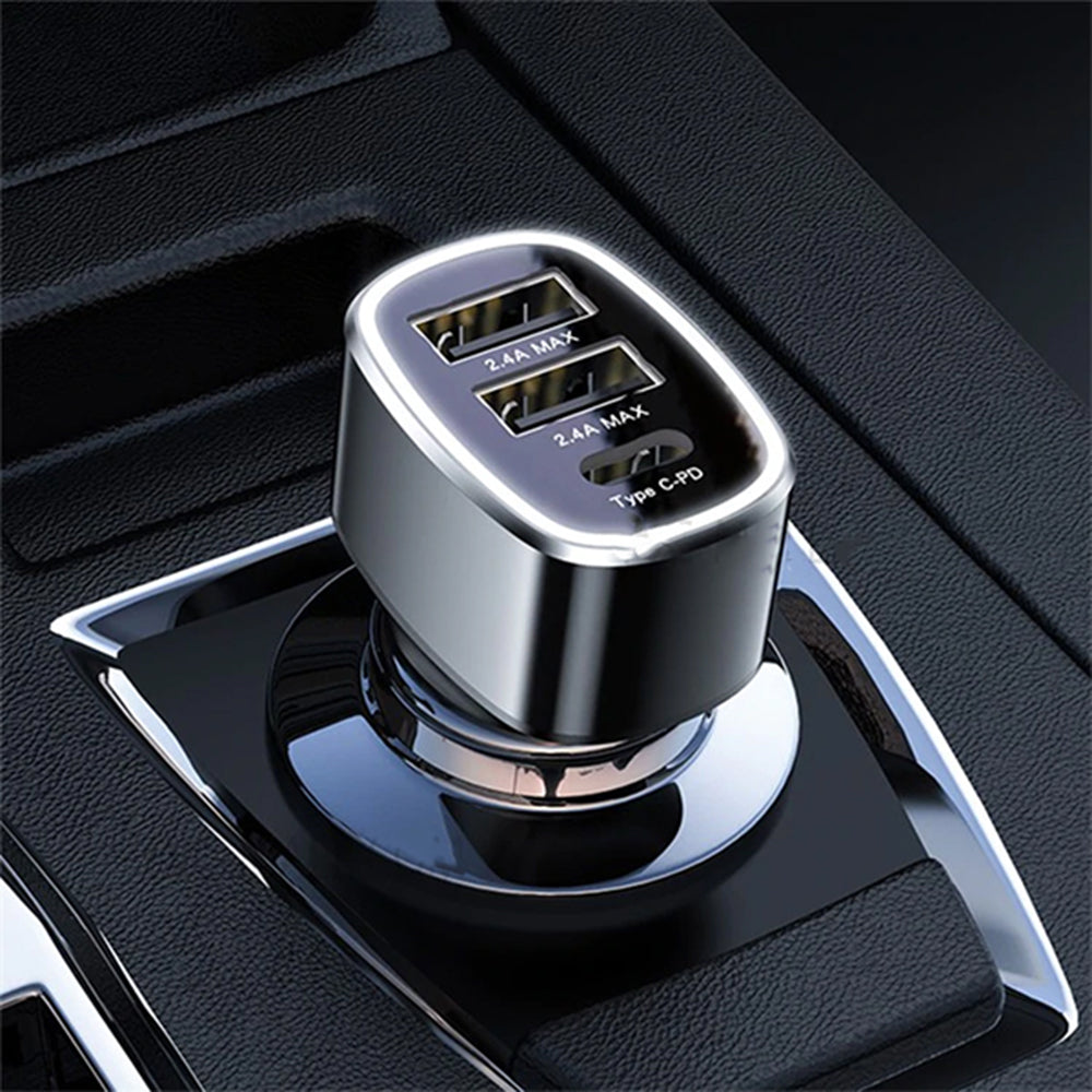 Auto-Ladegerät Yesido Y47, 49W, 3A, 2 x USB-A - 1 x USB-C, Schwarz