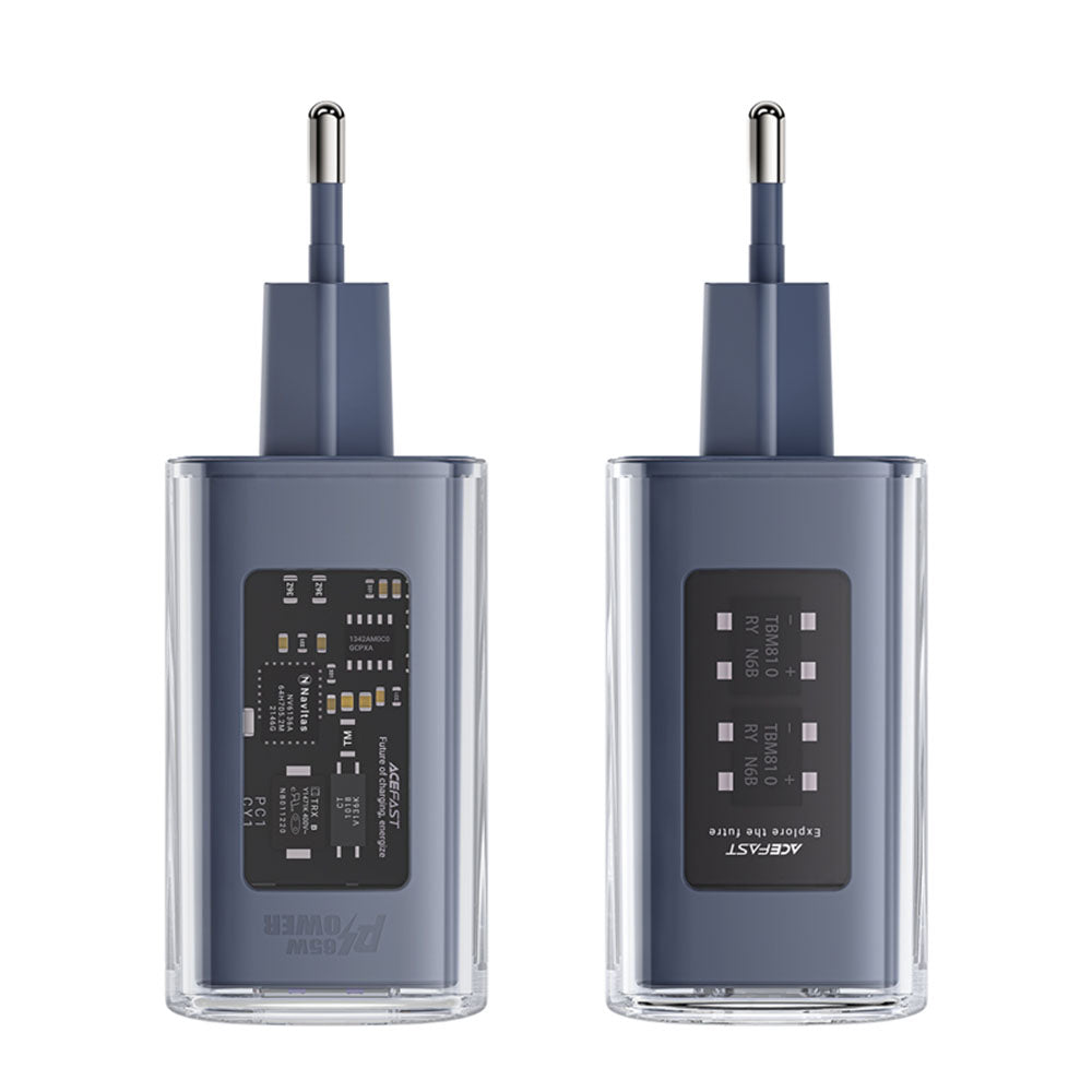 Netzladegerät Acefast A45 Exploration, 65W, 3.25A, 1 x USB-A - 2 x USB-C, Grau