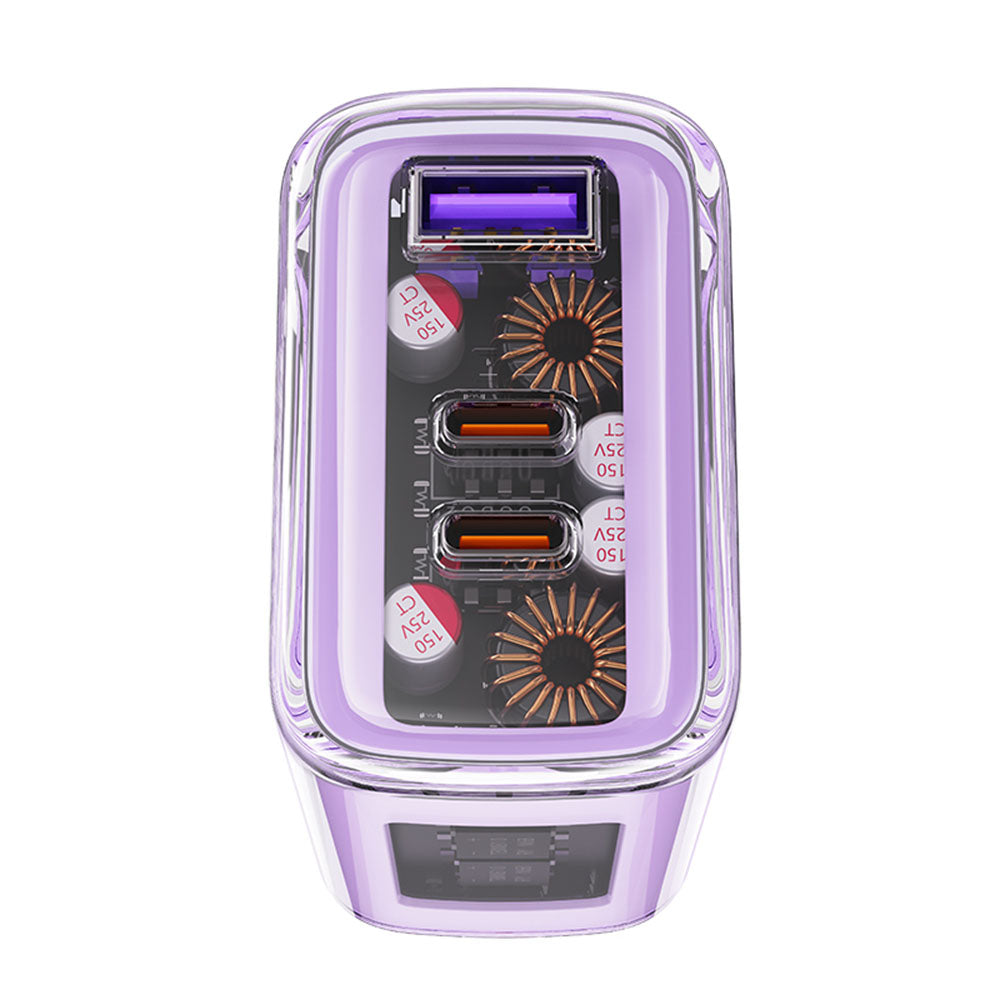 Acefast A45 Exploration Netzladegerät, 65W, 3.25A, 1 x USB-A - 2 x USB-C, Lila