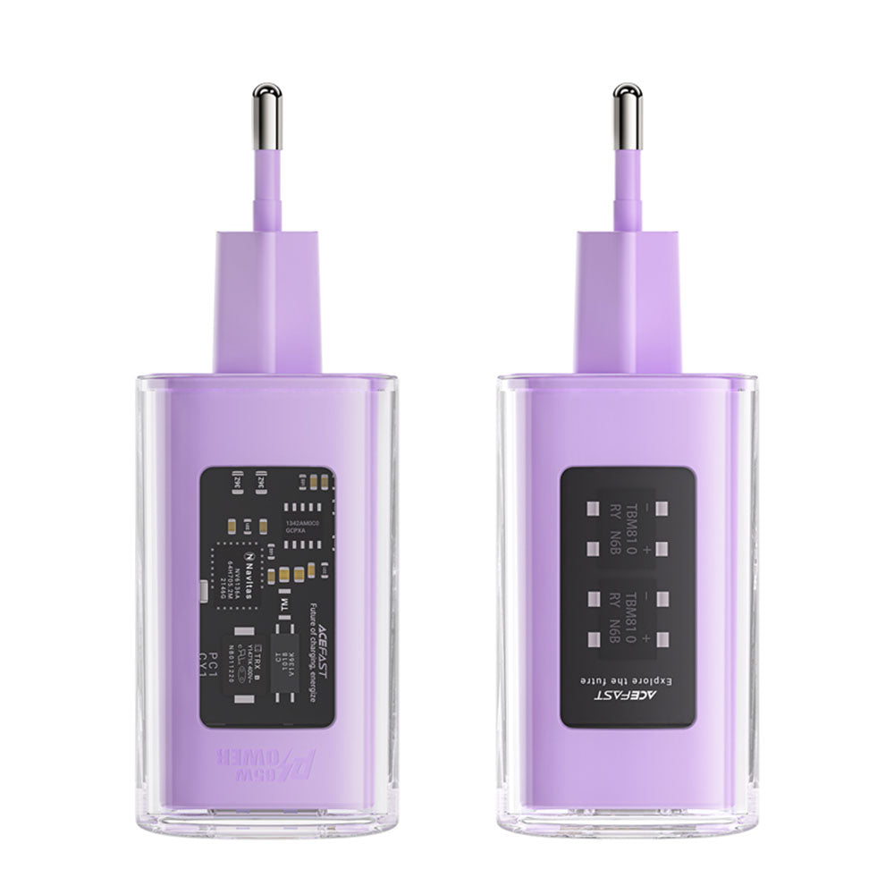 Acefast A45 Exploration Netzladegerät, 65W, 3.25A, 1 x USB-A - 2 x USB-C, Lila
