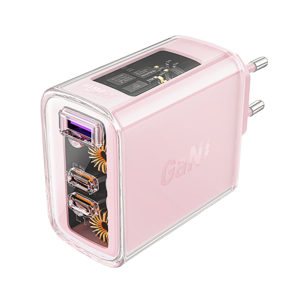 Netzladegerät Acefast A45 Exploration, 65W, 3.25A, 1 x USB-A - 2 x USB-C, Rosa