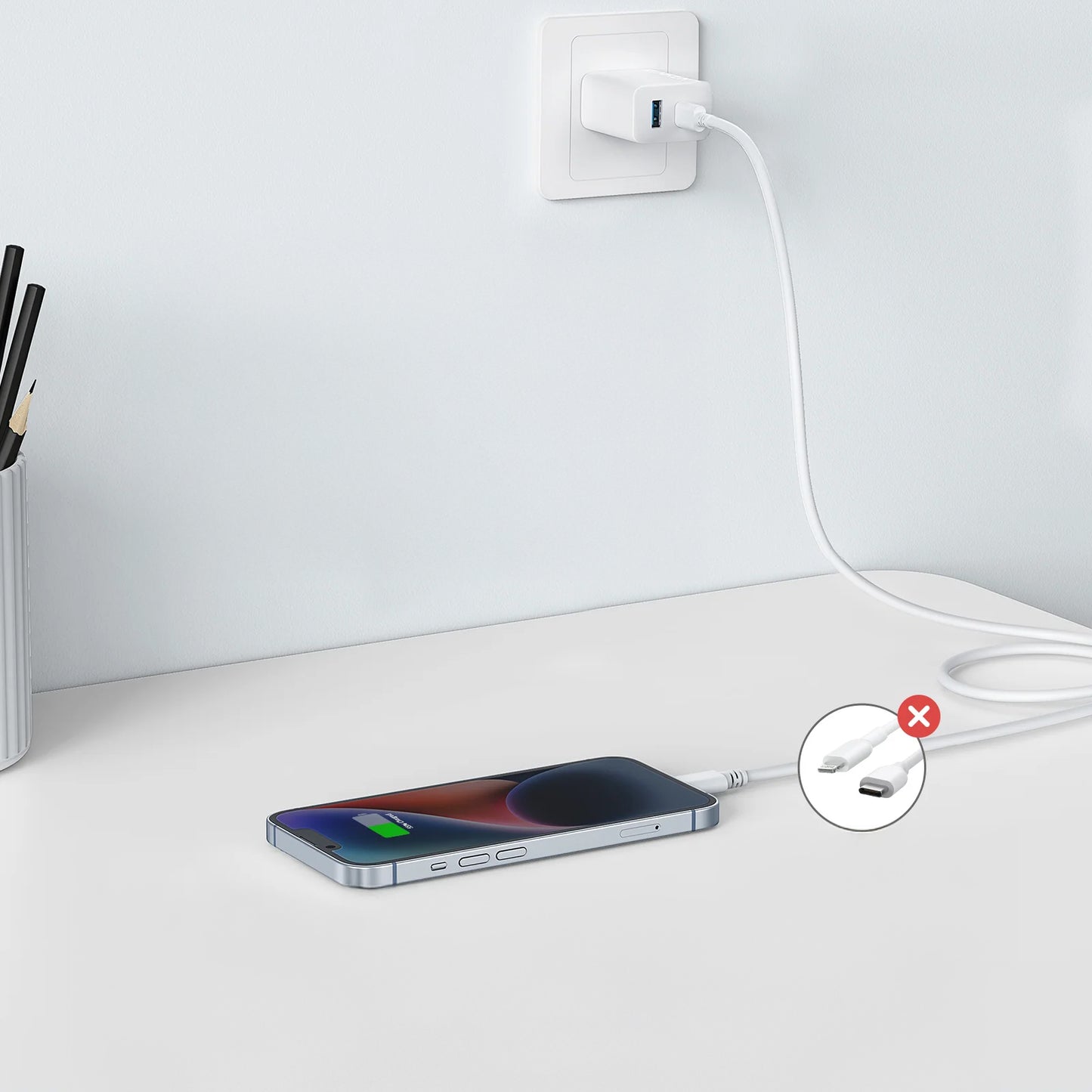 Anker 312 Netzwerk-Ladegerät, 20W, 3A, 1 x USB-A - 1 x USB-C, Weiß A2348G21