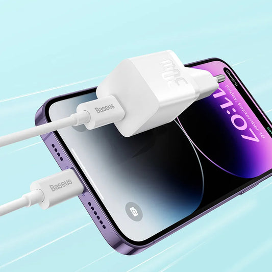 Baseus GaN Mini 1C Netzladegerät, 30W, 3A, 1 x USB-C, Blau CCGN070603