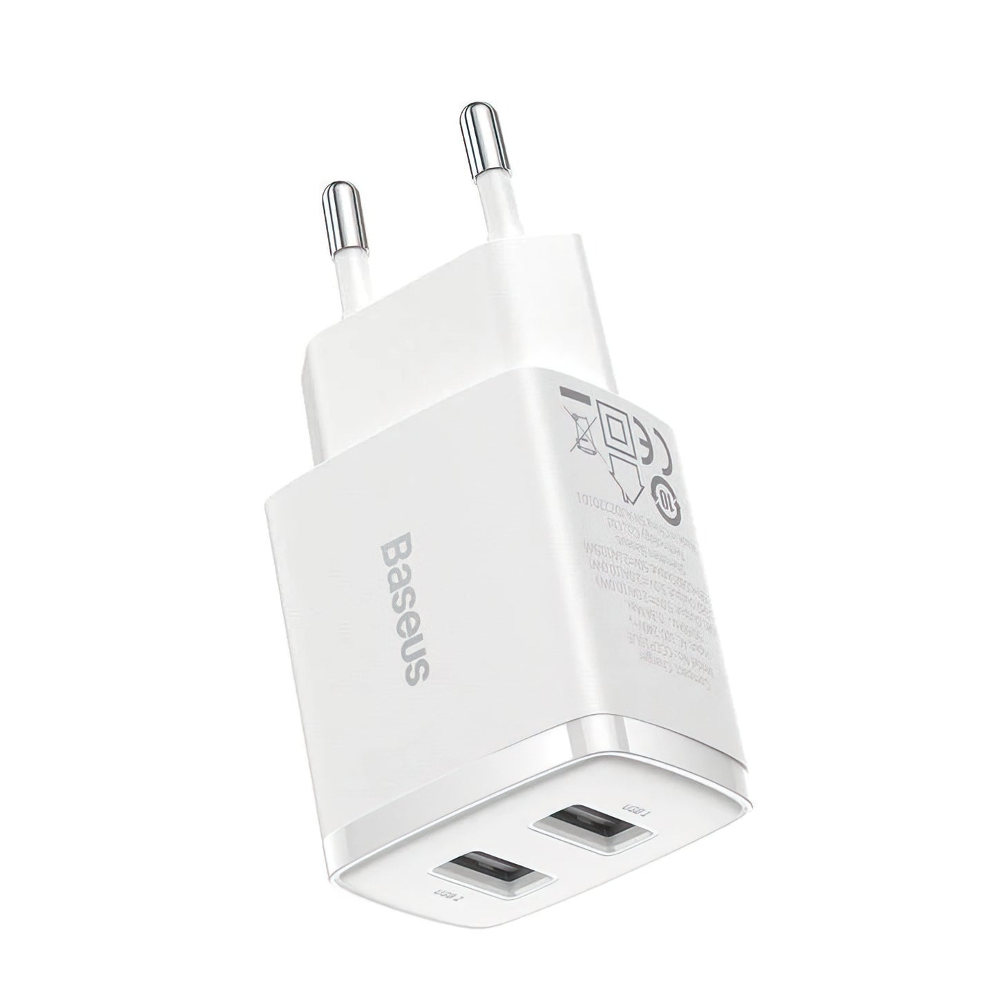 Baseus Compact Netzladegerät, 10.5W, 2.1A, 2 x USB-A, Weiß CCXJ010202