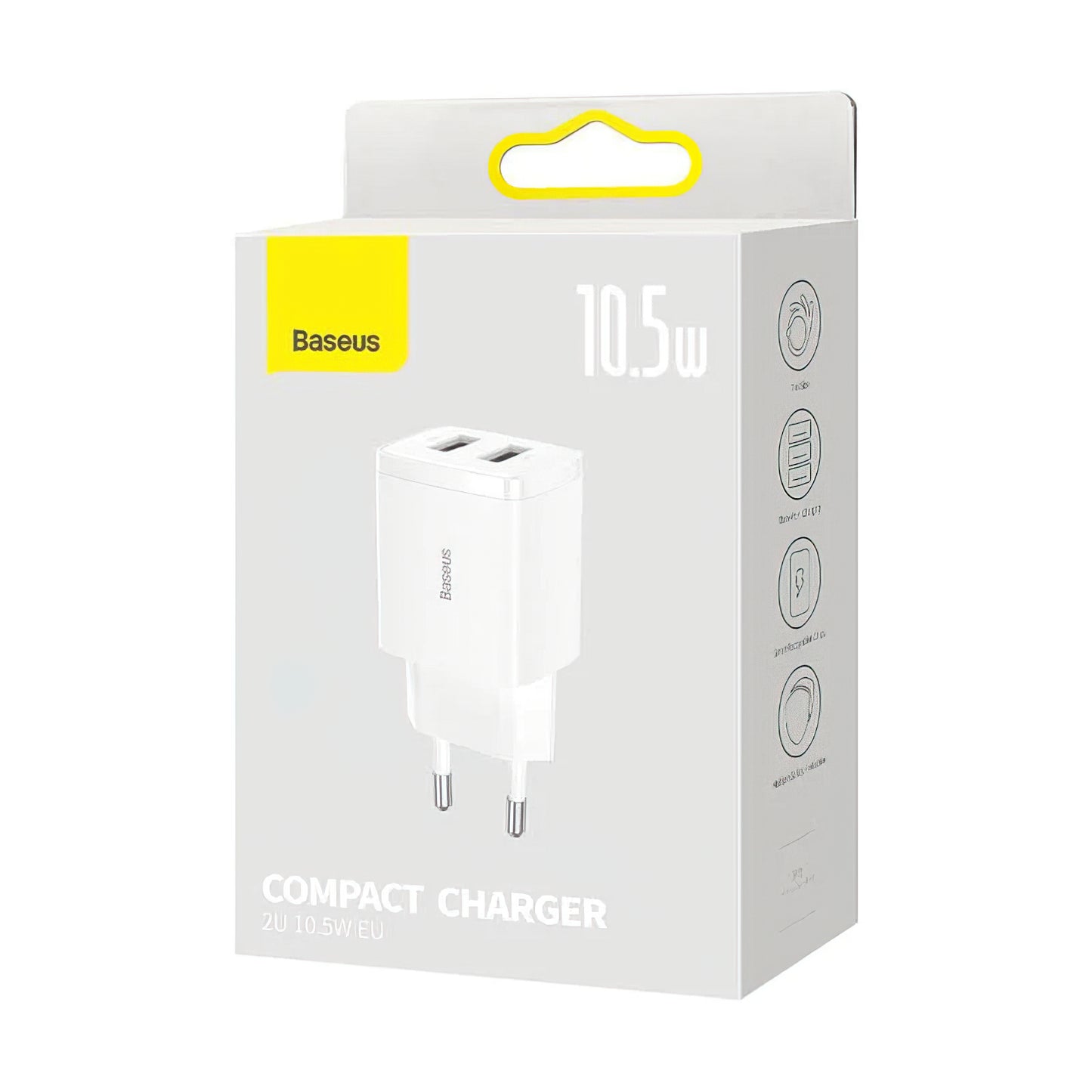 Baseus Compact Netzladegerät, 10.5W, 2.1A, 2 x USB-A, Weiß CCXJ010202
