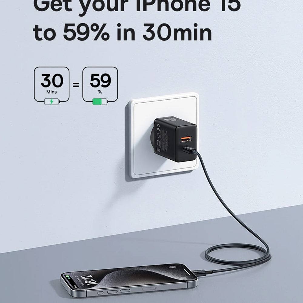 Netzladegerät Baseus Cube, 20W, 3A, 1 x USB-A - 1 x USB-C, Weiß P10111403213-00