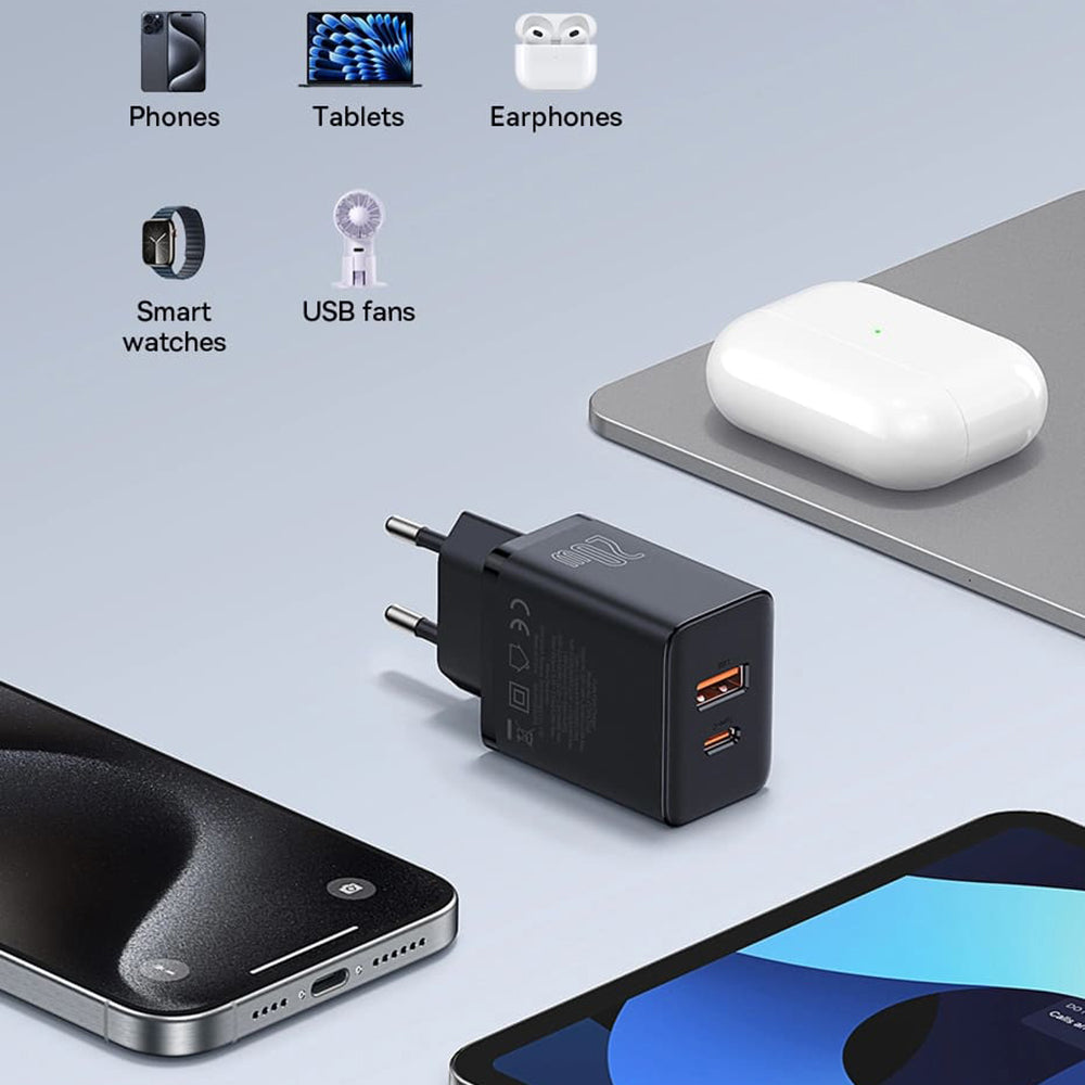 Netzladegerät Baseus Cube, 20W, 3A, 1 x USB-A - 1 x USB-C, Weiß P10111403213-00