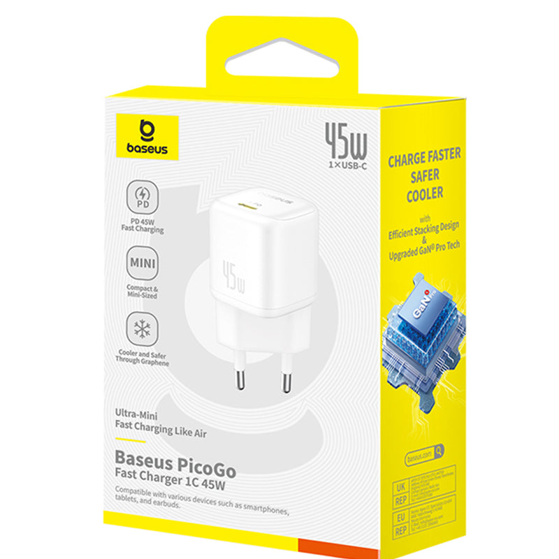 Netzladegerät Baseus PicoGo, 45W, 3A, 1 x USB-C, Weiß P10176800213-00