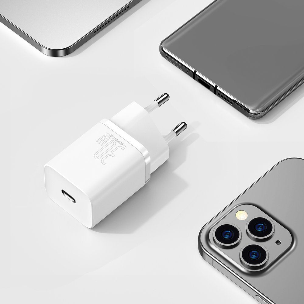 Netzwerk-Ladegerät Baseus Super Si 1C, 30W, 3A, 1 x USB-C, Weiß CCSUP-J02