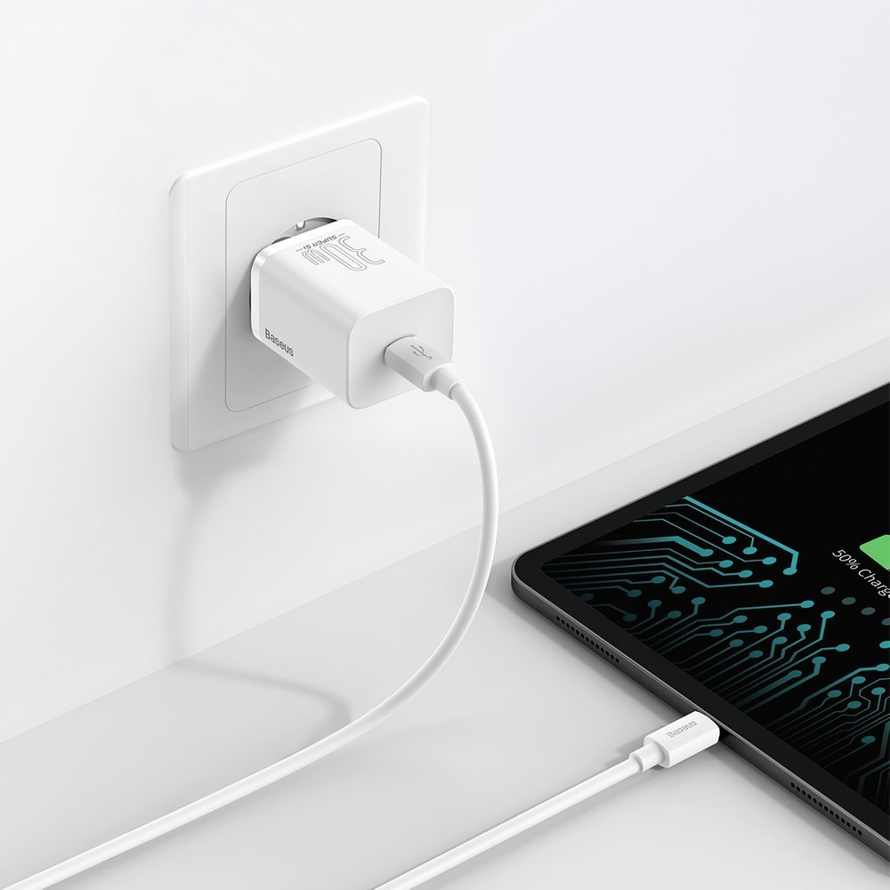 Netzwerk-Ladegerät Baseus Super Si 1C, 30W, 3A, 1 x USB-C, Weiß CCSUP-J02