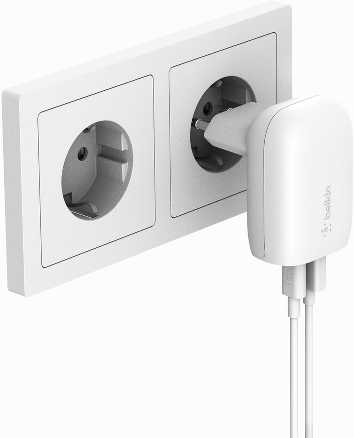 Belkin BoostCharge Dual Netzladegerät, 37W, 3A, 1 x USB-A - x USB-C, Weiß WCB007vfWH