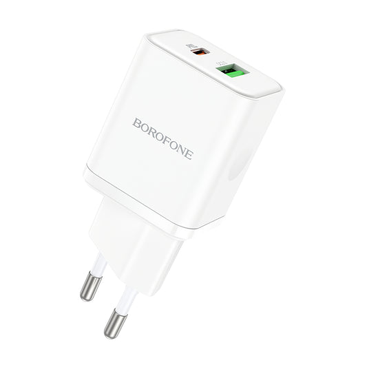 Netzwerk-Ladegerät Borofone BN7, 20W, 3A, 1 x USB-A - 1 x USB-C, Weiß