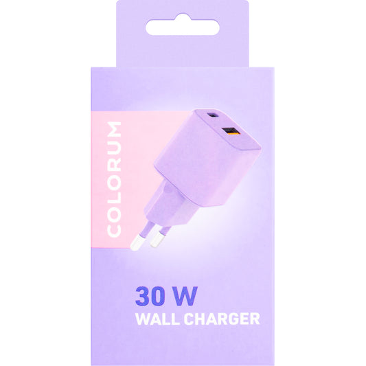 Netzwerk-Ladegerät Colourum CLS30-AC-09, 30W, 3A, 1 x USB-A - 1 x USB-C, Violett