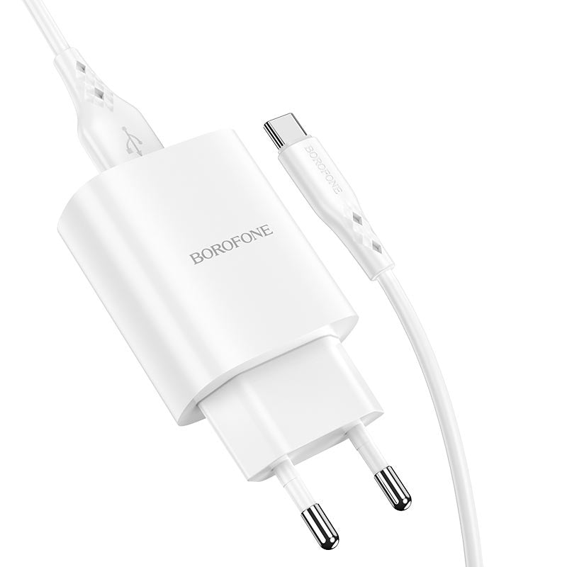 Borofone BN1 Netzteil 10W mit USB-C Kabel | 1x USB-A | Weiß