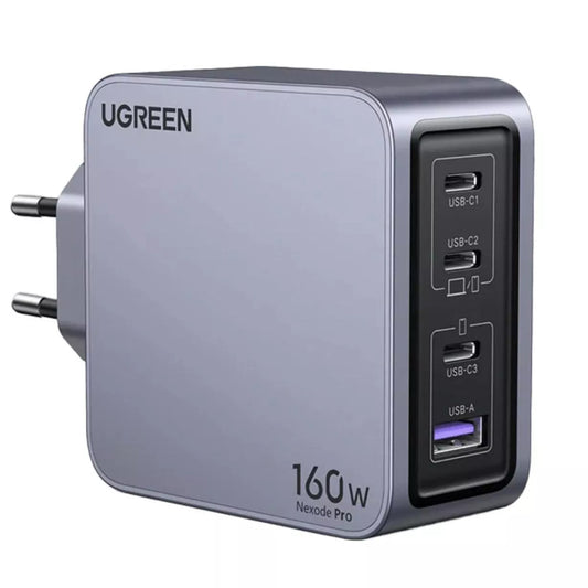 UGREEN X763 Nexode Pro USB-C Kabel Netzwerk-Ladegerät, 160W, 3.25A, 1 x USB-A - 3 x USB-C, Grau