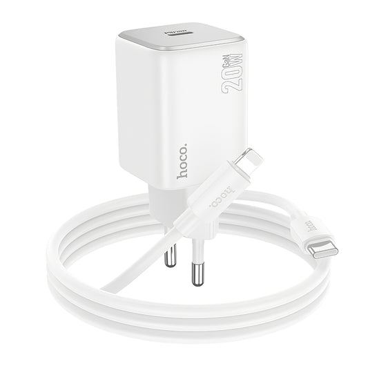 Netzladegerät mit Lightning-Kabel HOCO N40, 20W, 3A, 1 x USB-C, Weiß