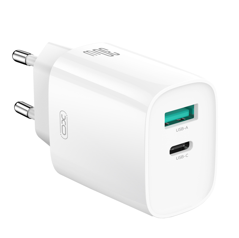 Netzladegerät mit USB-C Kabel XO Design CE30, 30W, 3A, 1 x USB-A - 1 x USB-C, Weiß