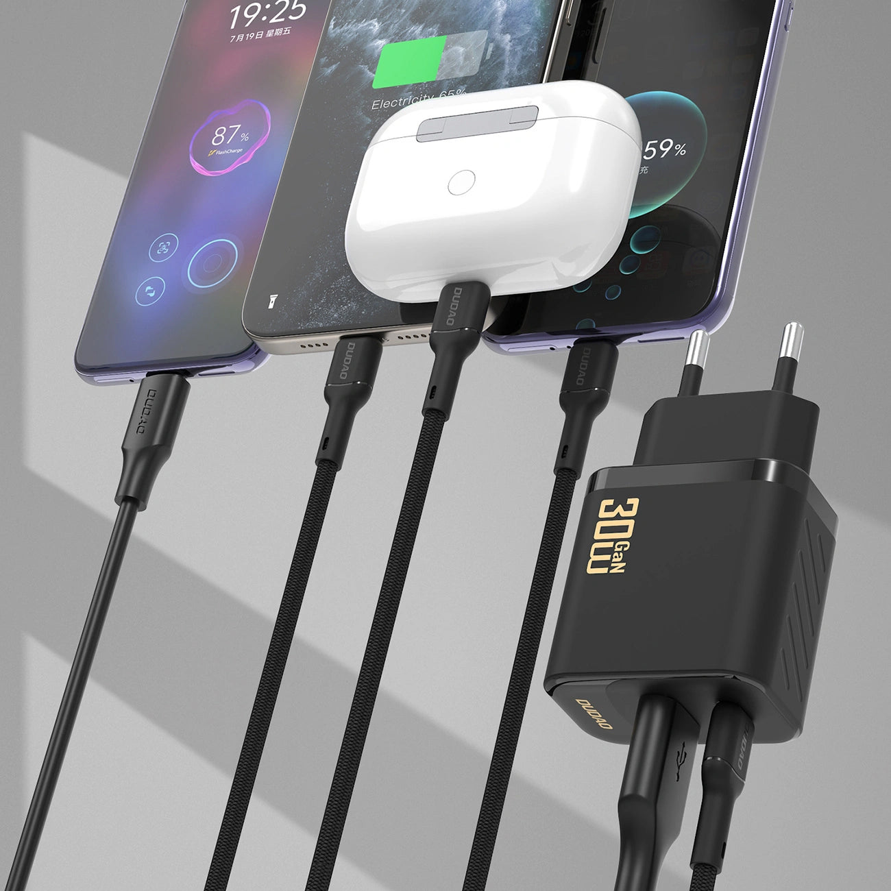 Netzladegerät mit USB-C Kabel Dudao A27TCEU, 30W, 1 x USB-A - 1 x USB-C, Schwarz
