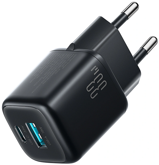 Netzladegerät mit Lightning-Kabel Joyroom JR-TG7, 33W, 3A, 1 x USB-A - 1 x USB-C, Schwarz
