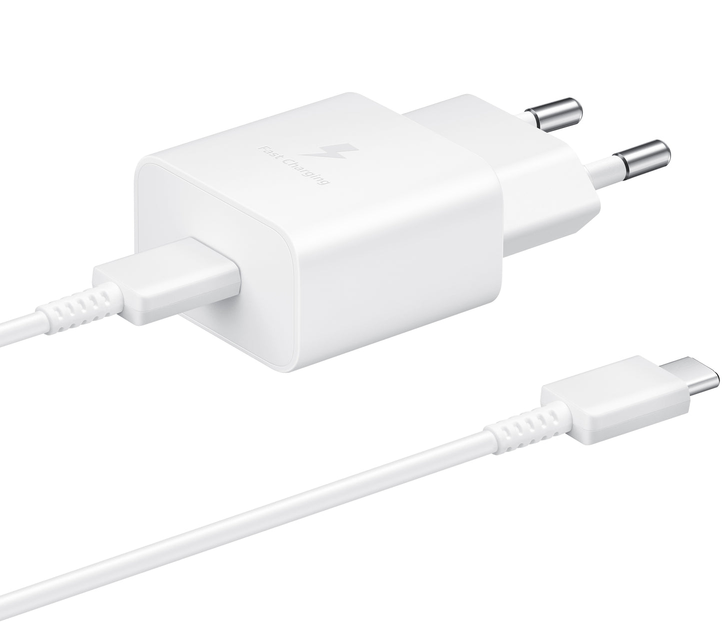 Samsung Network Charger with USB-C Cable, 15W, 2A, 1 x USB-C, White EP-T1510XWEGEU